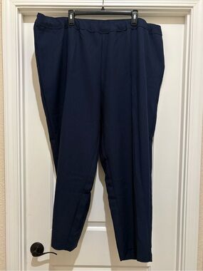 Plus Size Wide Leg Bend Over Pants Navy 30WP
